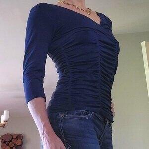 Like New Last Tango Navy Ruched Top | M/L | Vintage